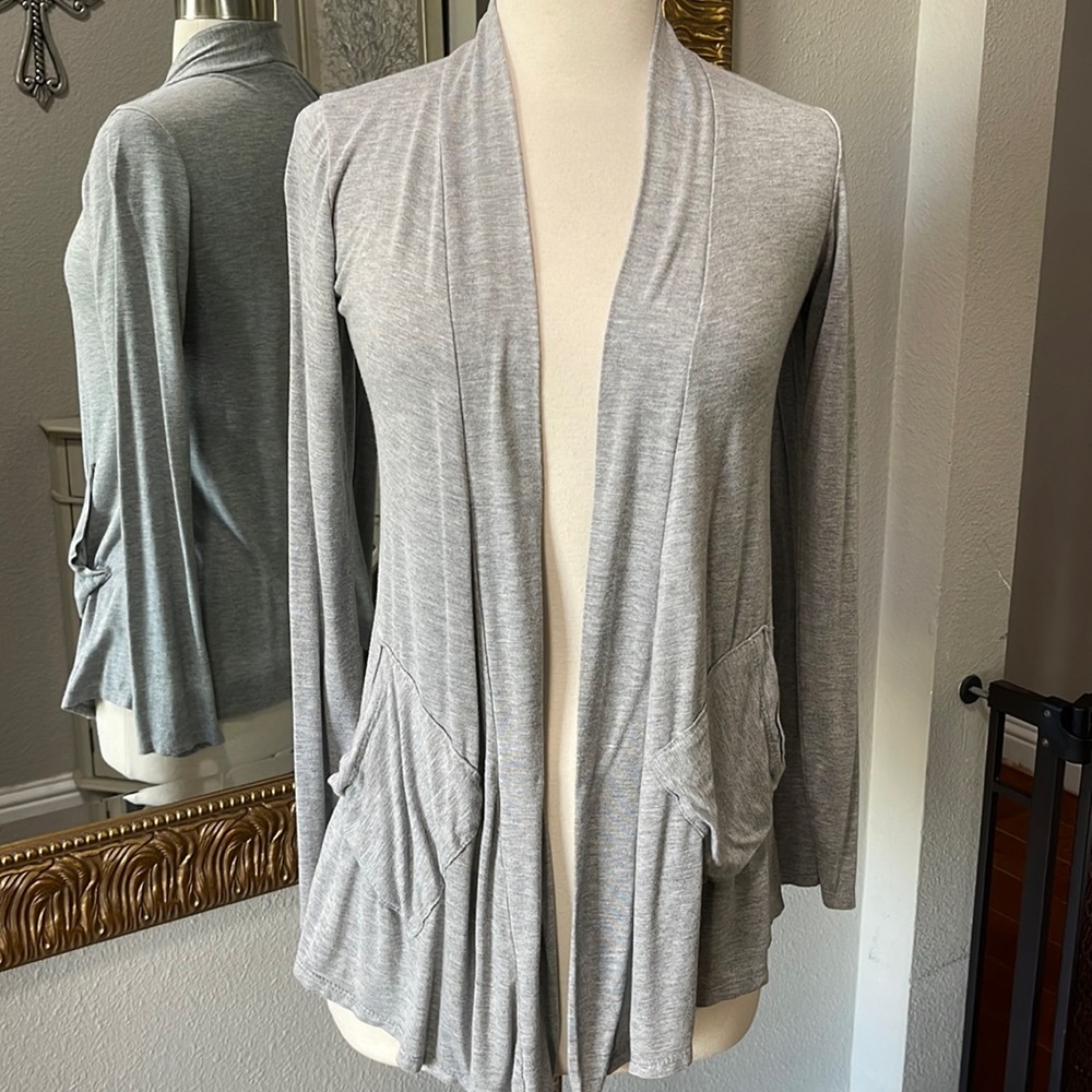 Light Gray Open-Front Women's Cardigan